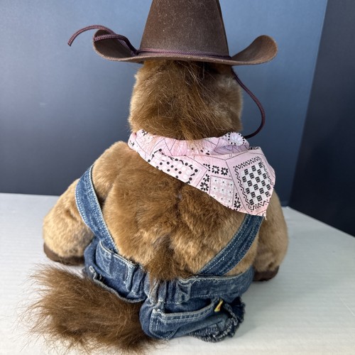 Construire un ours cheval cowgirl avec bottes chapeau robe sabots lestés peluche - Photo 8/18