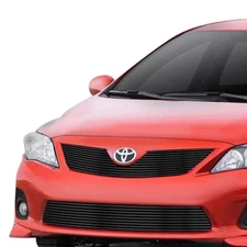 For Toyota Corolla 11-13 Main and Bumper Grille Kit 2-Pc Black 8x6 mm Horizontal
