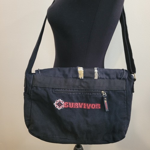 Survivor Canvas Patchwork Camo Shoulder Bag Adjustable Strap Pockets Flap - Picture 3 of 14