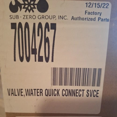 - Sub Zero Refrigerator WATER Valve QUICK CONNECT SVCE 7004267 OEM NIB -