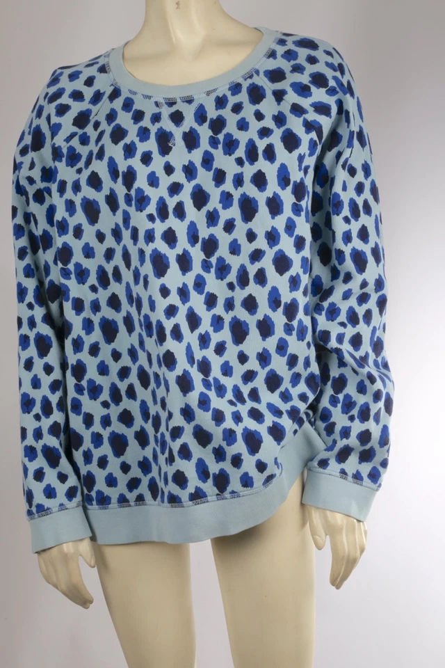 Sudadera pulóver de manga larga de algodón con estampado de leopardo azul Boden talla XL para mujer Foto 3 de 4