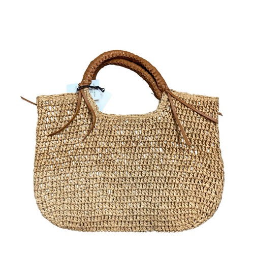 Bolso de Mano BTB Los Angeles Para Mujer Tejido de Paja Natural Asas de Cuero Trenzado