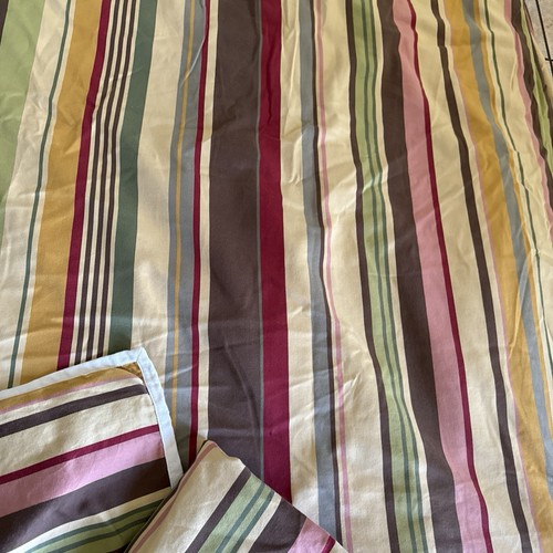 3 Pc Pottery Barn Serape Stripe Queen Duvet cover Set 2 Std Shams Cotton - Picture 3 of 5