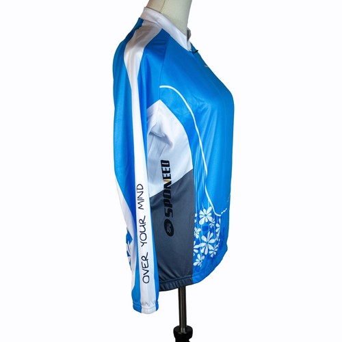 Sponeed Women's Cycling Long Sleeve Jersey Blue White Three Pockets Back Size M - Picture 6 of 14