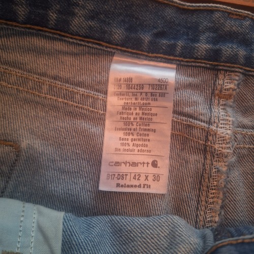 Carhartt Jeans Mens 42x30 B17 DST 100% Cotton Relaxed - Picture 7 of 13