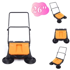 Walk-Behind Outdoor Hand Push Floor Sweeper Lawn Sweeper Leaf Grass Collector US
