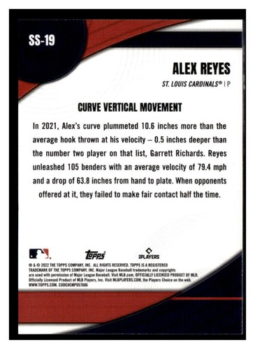 2022 Topps UK Edition #SS-19 Alex Reyes Significant Statistics Cardinals - Picture 2 of 2