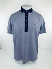 GREYSON - Wolf Logo Embroidered TS / ST Striped Md. Golf Polo Shirt - EXCELLENT
