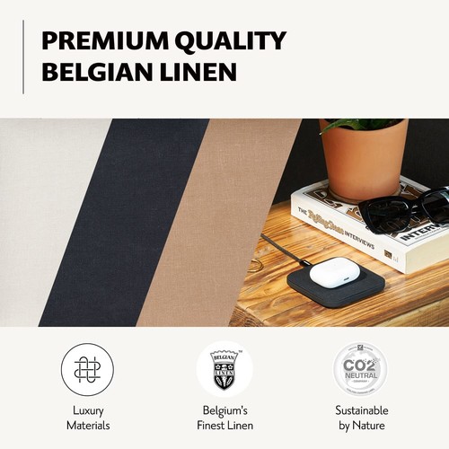 Courant Catch:1 Essentials - Belgian Linen Wireless Charging Pad - Qi-Certified - Zdjęcie 4 z 6