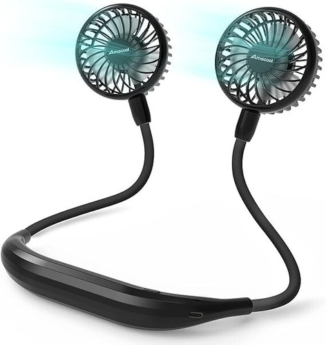 AMACOOL Neck Fan Battery Operated Neckband Fan Hand-Free Wearable Personal Fan f