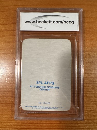 1976-77 Topps Hockey Glossy Insert Syl Apps #13 - BGS 7 NM - Pittsburgh Penguins - Picture 2 of 2