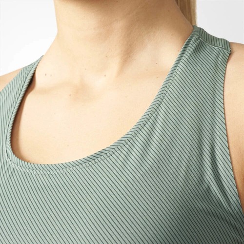 Adidas Womens Climachill Striped Top Tee Running Gym Fitness Vest S98263 Green - Picture 6 of 7