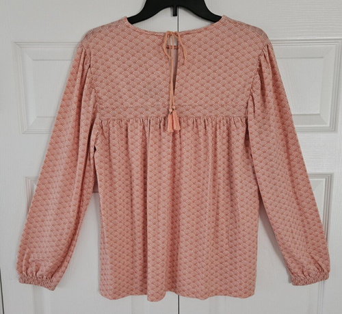 Ropa Orgánica Synergy Talla Mediana Estampado Onda Arabella L/S Top Arcilla Cañón Nueva con Etiquetas - Imagen 2 de 10