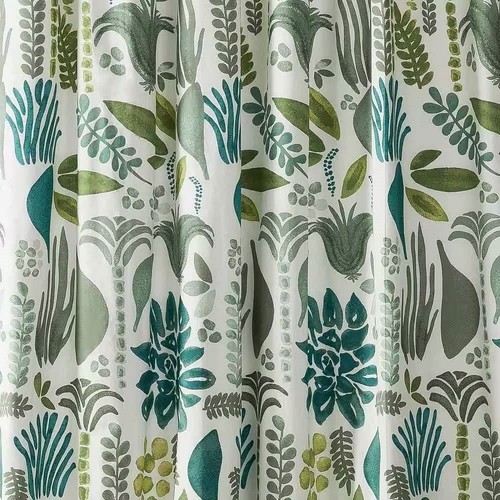 72 x 72 inch Cotton Poly Shower Curtain with Garden Leaves Herb Floral Pattern - Picture 2 of 2