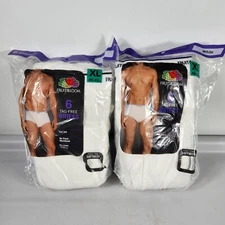 (2)Fruit of the Loom Mens White Tag Free Cotton Briefs Underwear 6 Pack Size XL