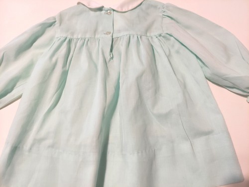 Vtg Polly Flinders Girls Size 24 Mths Green Smocked Long Sleeve Dress - Picture 9 of 10