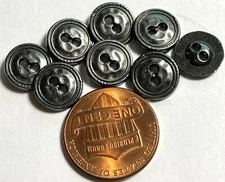 8 Small Polished Charcoal Gray Metal 2-Hole Sew-through Buttons 10mm 3/8" 12293