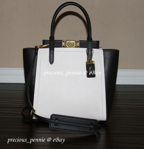 💚 COACH 1941 Troupe Bolso de Mano Cartera Bloques de Color Tiza Negro Nuevo con Etiquetas - Imagen 3 de 9