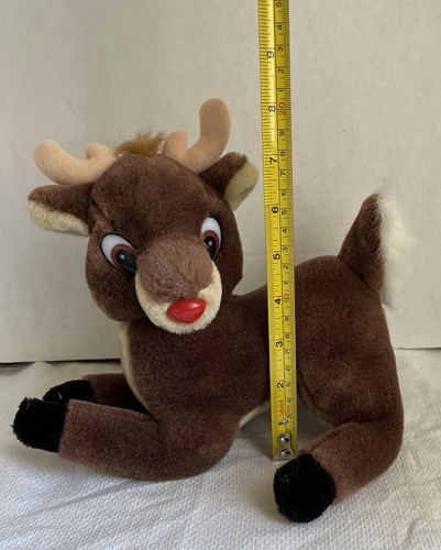 Vintage 9” RUDOLPH The Red Nosed Reindeer Plush Plastic Nose,Eyes Black Paws CM - Picture 2 of 6