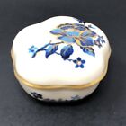 Lenox Trinket Box Pagoda Blue Floral Ivory Porcelain Gold Trim Keepsake Usa