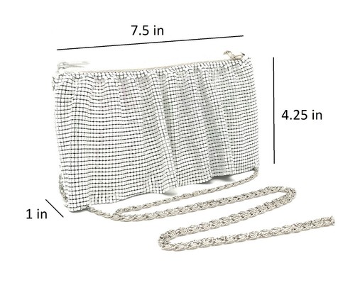 Kleine Damen Abend Clutch Metall Netz Handtasche mit Schulterriemen (USA-Bestand) - Bild 26 von 35