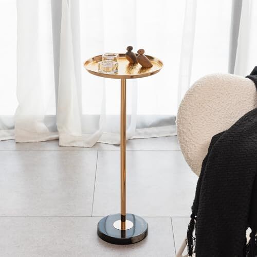 Gold Small End Table Pedestal Table for Decorative Display and Small+gold - Picture 5 of 8