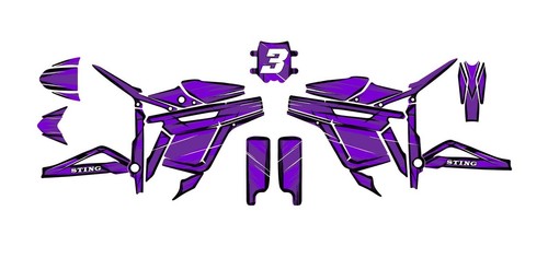 TALARIA STING Cartoon Animated Style Violet Graphics Kit Stickers Wrap Decal Set - Picture 2 of 2