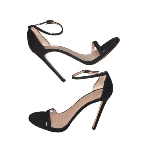 Stuart Weitzman Womens Nudist Goosebump Napa Sandal 10 Black Skinny Heel Leather - Picture 4 of 8
