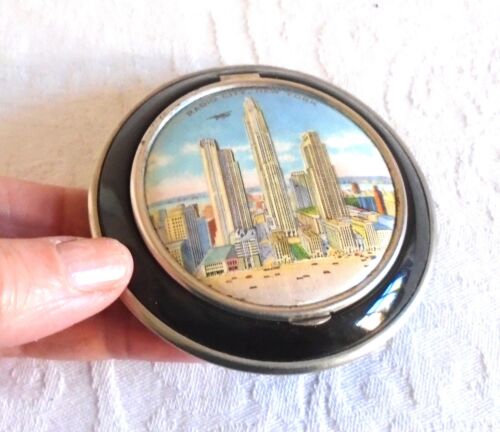 De colección Radio City New York Polvo Compacto ~ con Inscripción en Caja C.1939 - Imagen 2 de 12