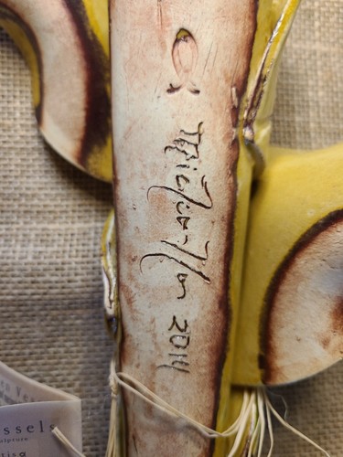 Hydrangea WallPocket HandMade Painted Michael Curtis 2014 Earthen vessel Potter - Picture 8 of 14