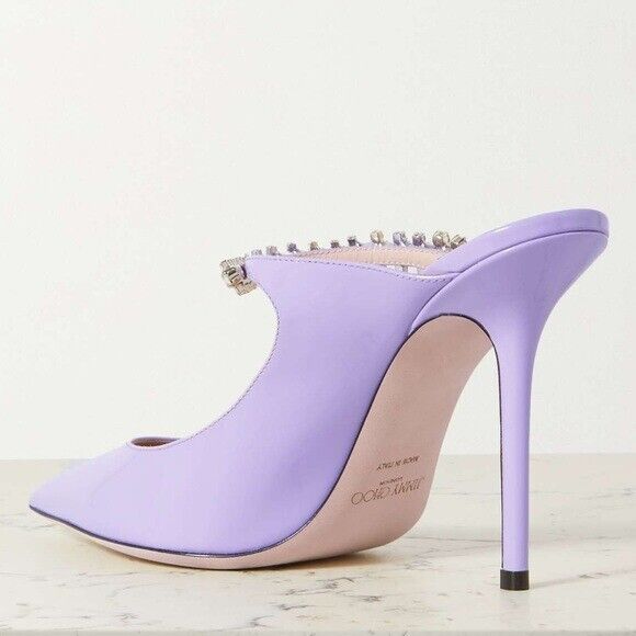 New JIMMY CHOO Bing 100 Lilac crystal-embellished patent New JIMMY CHOO Bing 100 Lilac crystal-embellished patent