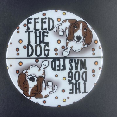 Brown Piebald Dachshund Feed the Dog Reminder Magnet Wiener Dog Kitchen Decor