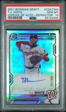 2021 Bowman Draft Chrome TJ White 1st Auto Refractor #/499 Nationals PSA 10 Gem