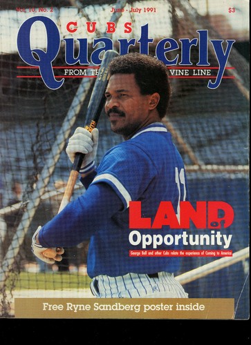 1991 Chicago Cubs vierteljährliches Baseball Magazin Programm George Bell Cover