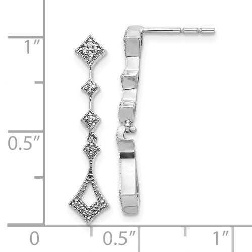 Pendientes colgantes y colgantes vintage de diamantes de oro blanco de 10k para mujer de 2 g - Imagen 4 de 4