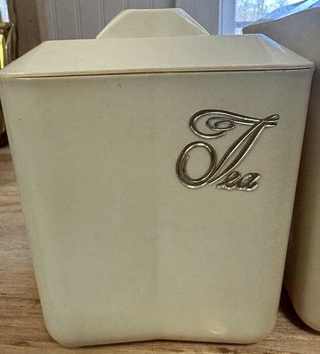 Vintage 1960s Nesting Kitchen Canisters Set Of 5 Beige With Star On Top READ DES - Picture 12 of 23