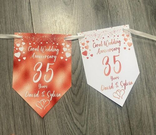 Personalised Decoration Wedding Anniversary Party Banner Bunting Silver 25th - Picture 3 of 16