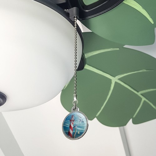 Lighthouse Seashore Ocean Beach Seagulls Sailboat Ceiling Fan Light Pull Chain - Picture 3 of 5