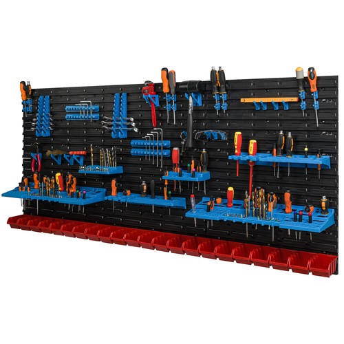 22 Stapelboxen Wandregal Kunststoff 173,3 x 78 cm Werkzeughalter Werkstatt Garag - Bild 1 von 12