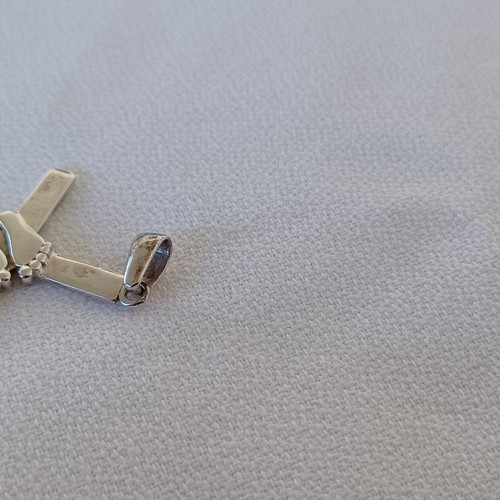 Vintage Sterling Cross Pendant "It Was Then That I Carried You" 2 Feet Design - Picture 7 of 9