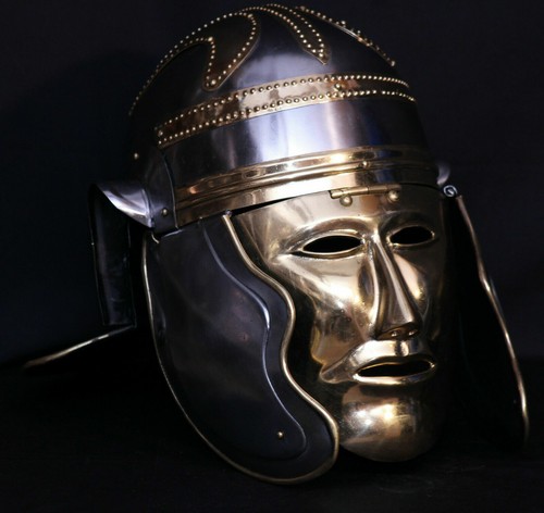 Ancient Medieval Roman Helmet With Face Mask Roman Gallic Centurion Helmet RR36 - Picture 3 of 5