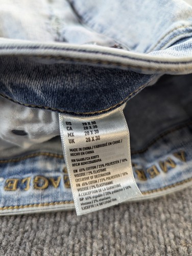 American Eagle Jeans Mens 29X30  Extreme Flex Slim Distressed Skinny Acid Wash - Picture 10 of 10