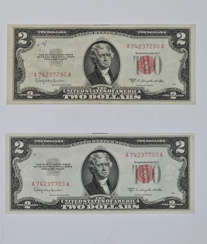 $2 Bill collection (7 BILLS!!!)- WACKY SERIAL Numbers! Doubles, repeating, etc - Picture 3 of 6