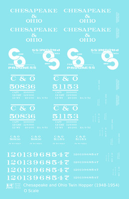 1948-1954 K4 Z Decals Chesapeake and Ohio Offset Twin Hopper White C&O 1948-1954 K4 Z Decals Chesapeake and Ohio Offset Twin Hopper White C&O