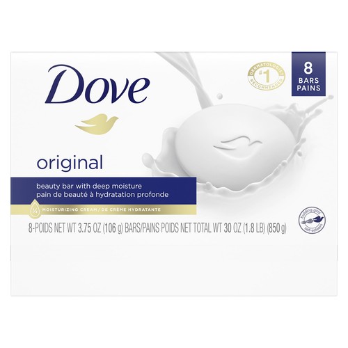 Dove Original Deep Moisturizing Beauty Bar Soap, Unscented, 3.75 oz (8 Bars) - Bild 2 von 3