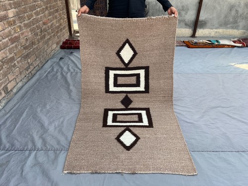 Alfombra Afghan Kilim 3'2x5'6 pies - Alfombra de lana tribal hecha a mano de tejido plano estilo navajo - Imagen 1 de 10