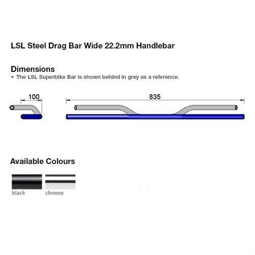 LSL Drag Bar Wide Steel Handlebar Black 22.2mm Suzuki GS 550 E / ES / XE 1985 - Picture 2 of 2