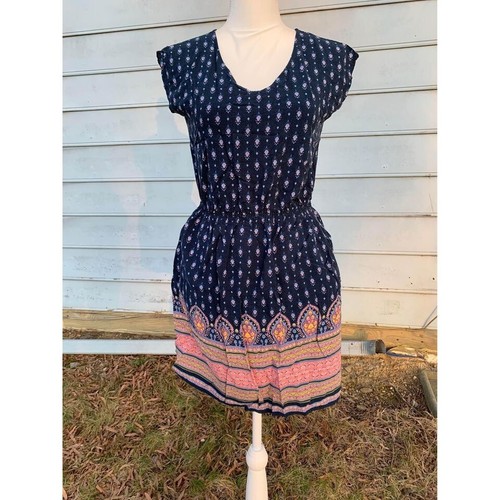 Mossimo Dress Fit and Flare Juniors Size Medium Blue Pink Casual Y2K G2 - Picture 1 of 6