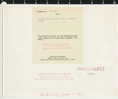 c. 1900 Mountain Eagle & His Iroquois Family Photo by JACOB RIIS (printed later) - Picture 3 of 3