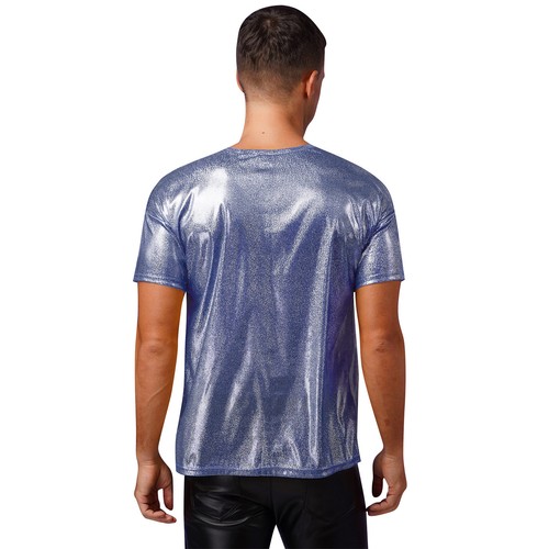 Men's Holographic T Shirt Short Sleeve Round Neck Shiny Party Clubwear Tank Top - 第 136/271 張圖片